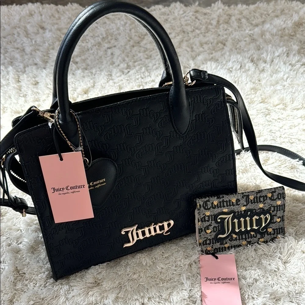 ✨BAG AND WALLET✨Juicy Couture Black Handbag and matching small wallet both NEW - Picture 1 of 12